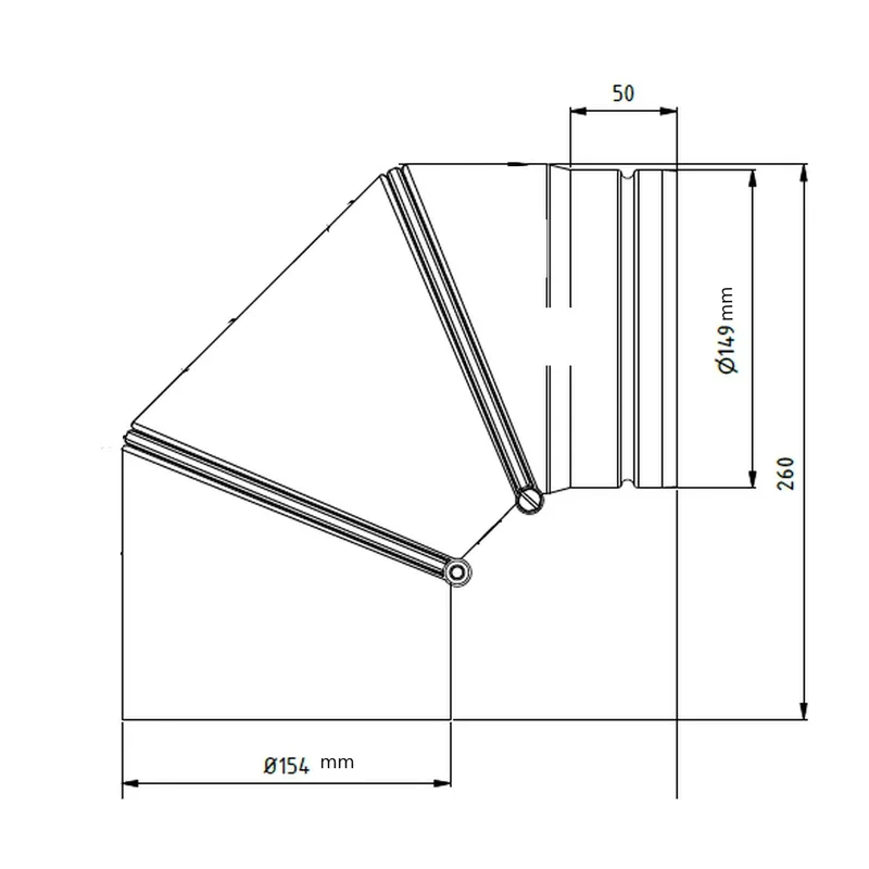 Raik coude LS diamètre 150/0-90° 2,00mm rétreint orientable 3-pièces avec porte intégrée gris