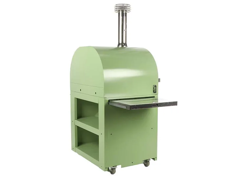 Clementi Gold - Four à bois d'extérieur pour pizza avec chariot - Chambre de cuisson 80 x 60 - 4 pizzas - Vert