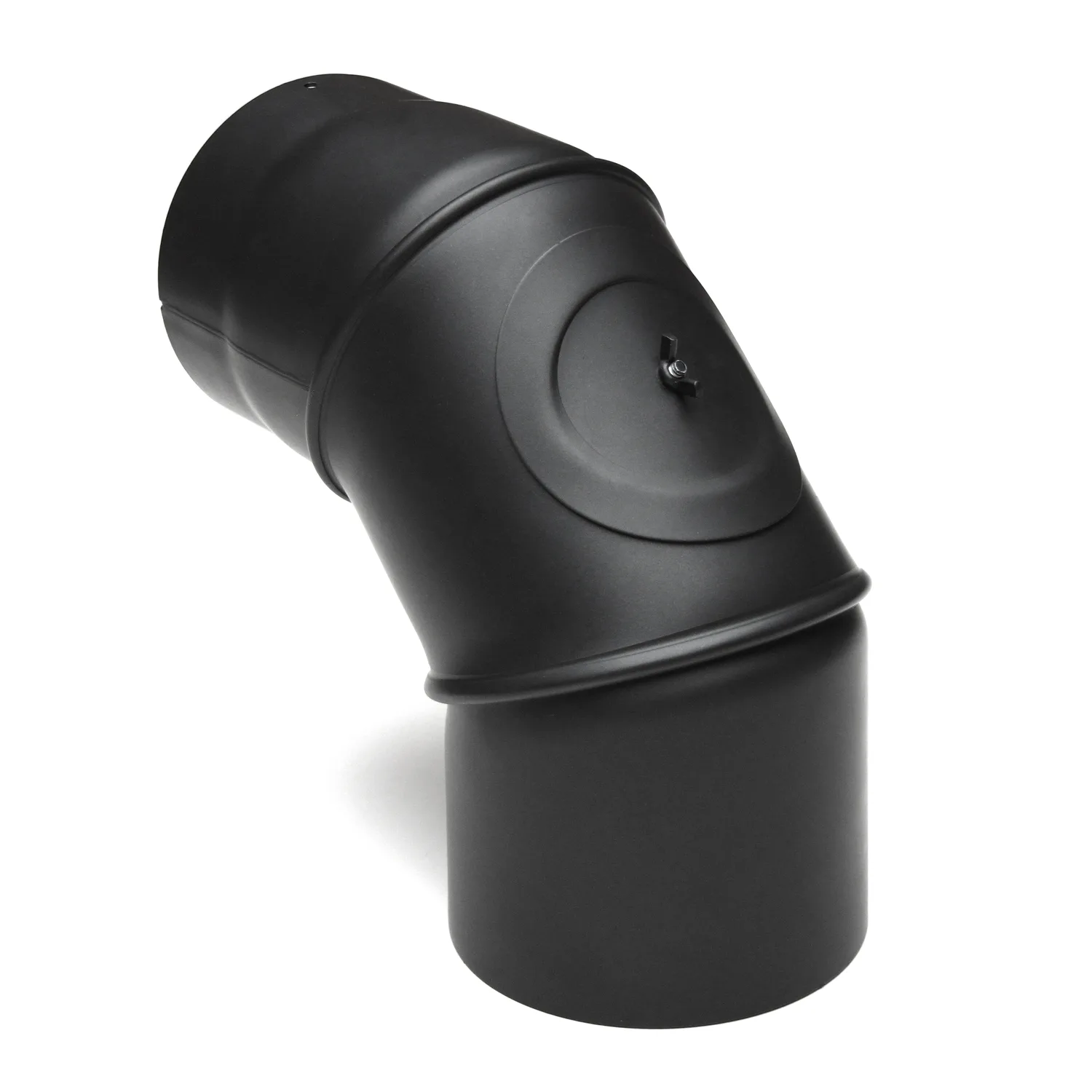 Raik Basic coude de tuyau de fumée 160mm noir 0–90° avec porte pour tuyau de fumée / conduit de fumée