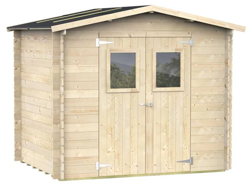 Alce Hobby 248x198 - Abri de jardin en bois - Avec fenêtres et porte à double battant - 248x198x217 cm