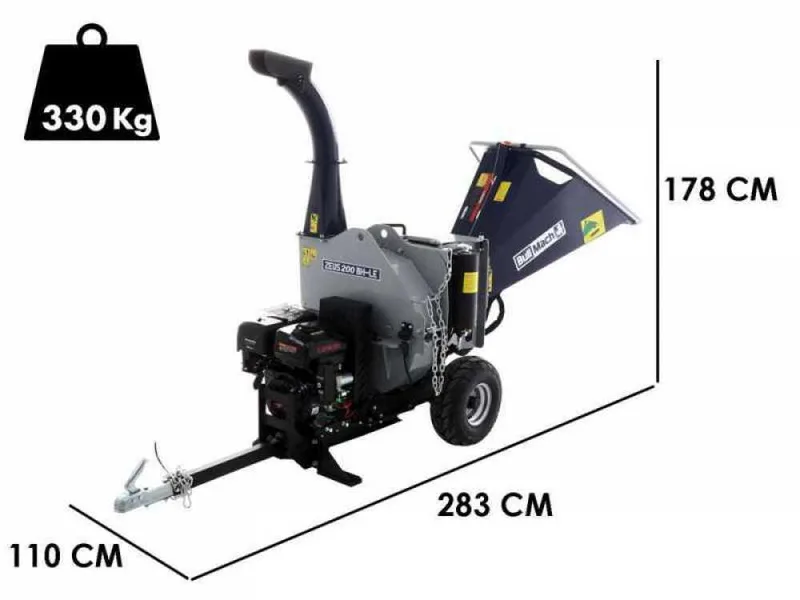 BullMach zeus 200 bh-le - Broyeur thermique tractable - Loncin 420cm3 avec démarrage électrique