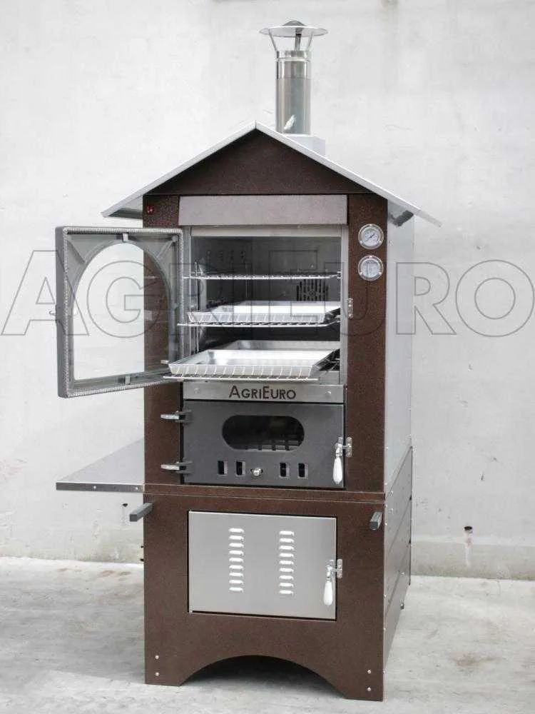 AgriEuro Magnus 100 Deluxe EXT - Four à bois en acier d'extérieur - Cuivre émaillé - Inox