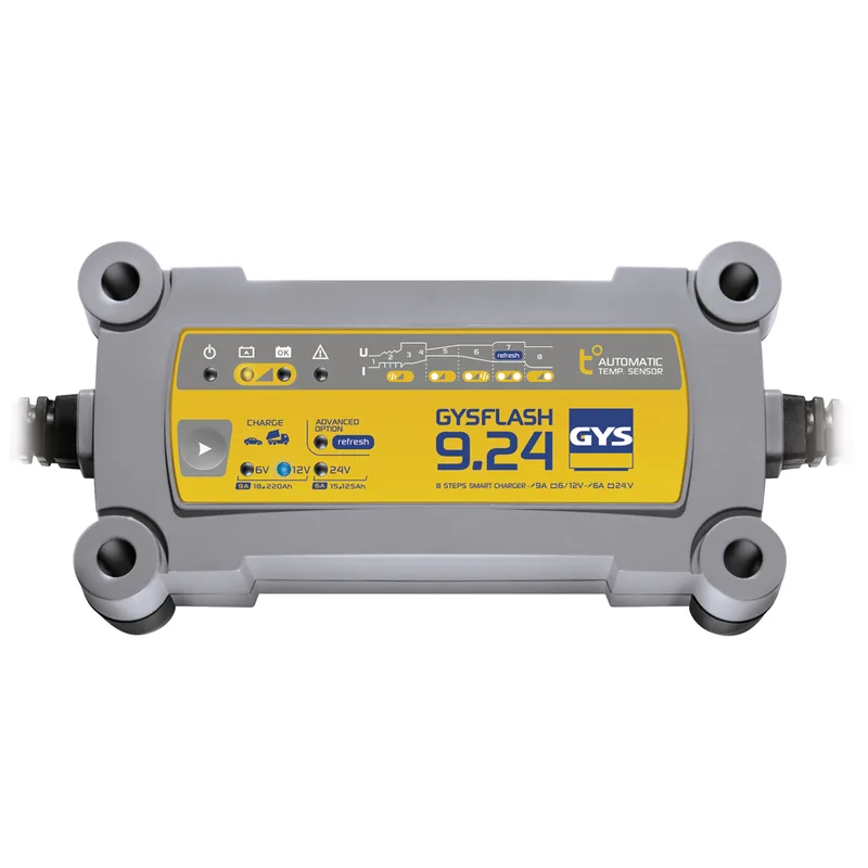 GYS Flash 9.24 - Chargeur et mainteneur de charge automatique - Batteries 6 - 12 - 24 V