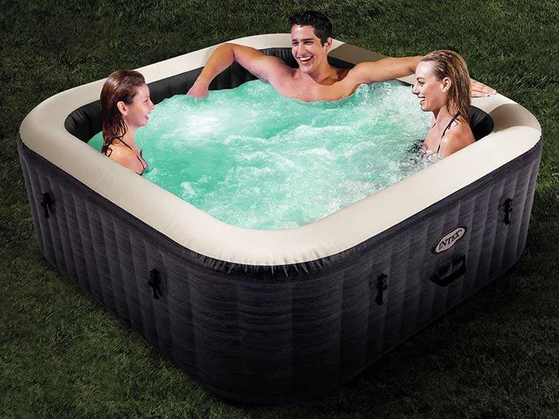 Intex Carrée Greystone Deluxe 28452NP - Ø196x71 cm - Spa gonflable à hydromassage