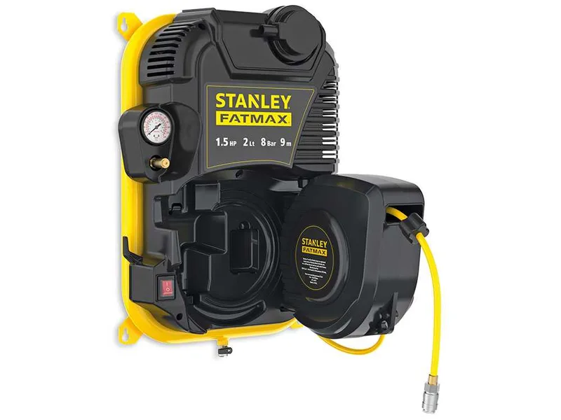 Stanley Wall Tech Pro - Compresseur d'air électrique monophasé mural, oil-less - Moteur 1.5 CV - 2 L