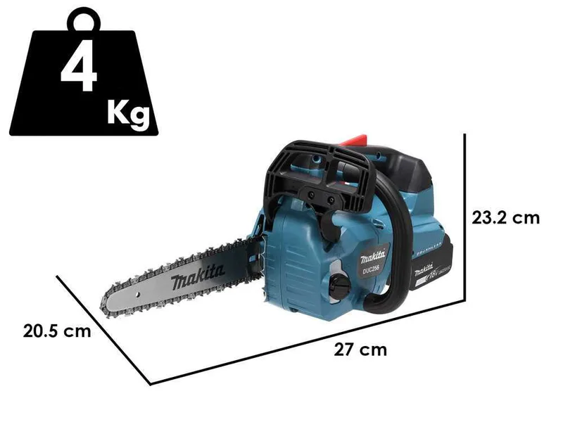 Makita DUC256CZ - Tronçonneuse à batterie - 2 x 18 V 5 Ah - Guide de 25 cm