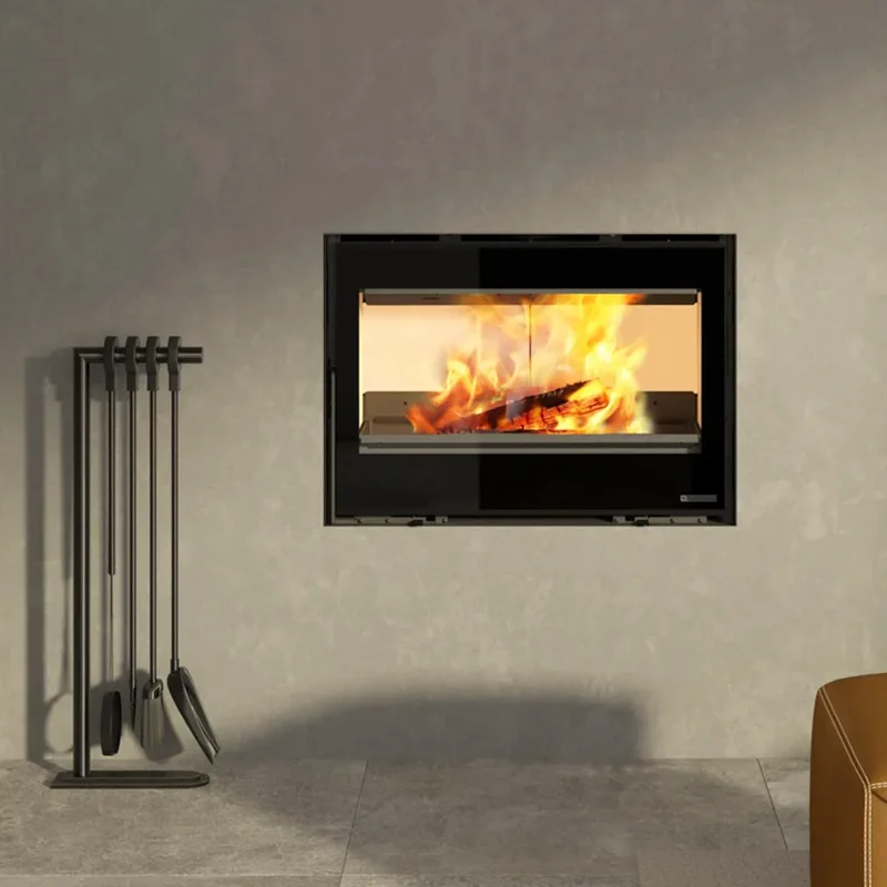 La Nordica inserto 80 H56 lean Insert de cheminée à bois acier noir