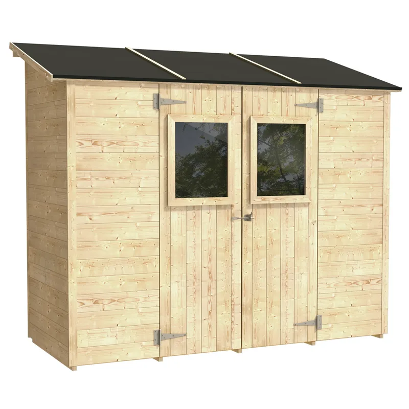 Alce Vaniglia 245x102 - Abri de jardin en bois - Avec fenêtre à l'avant - 245x102x222 cm