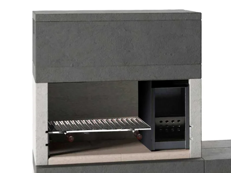 Edilmark KUBO.1 - Barbecue à bois et à charbon en maçonnerie - Brûleur à droite