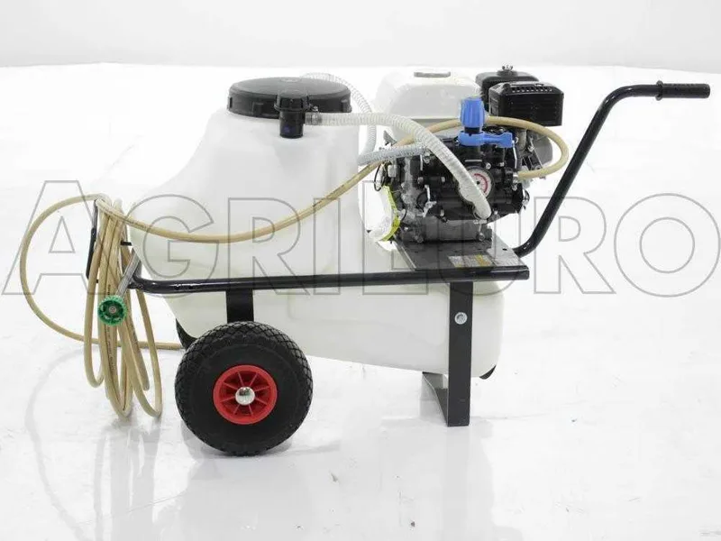Groupe motopompe de pulvérisation Comet MTP MC 25 - Loncin 148F-2 sur chariot et cuve 55 l
