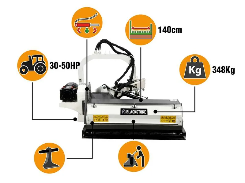 BlackStone BVM 140 M - Broyeur d'accotement latéral à bras pour tracteur - Série medium