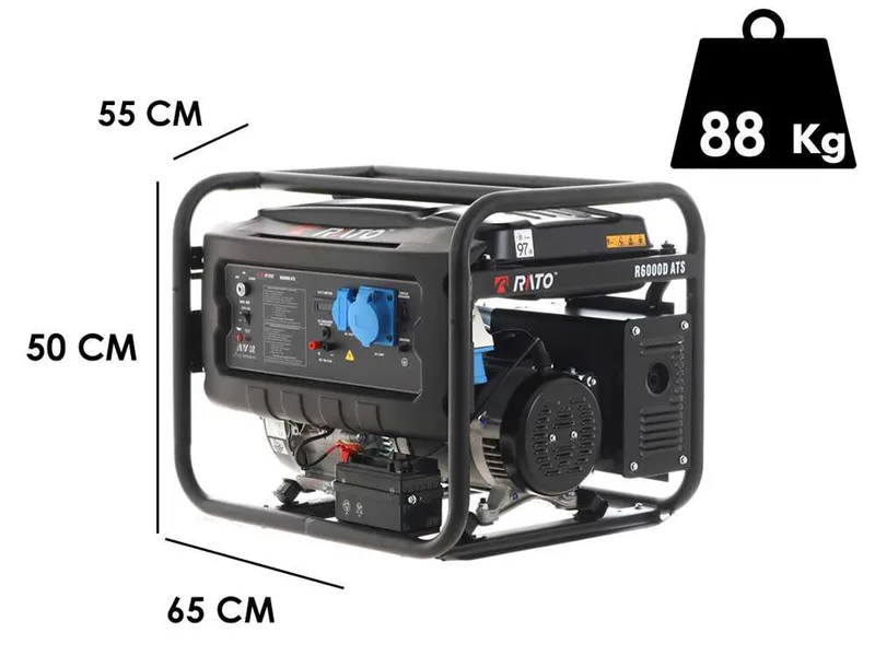 Rato R6000D-ATS AVR - Groupe électrogène à essence avec AVR 6 kW - Continue 5.5 kW Monophasé
