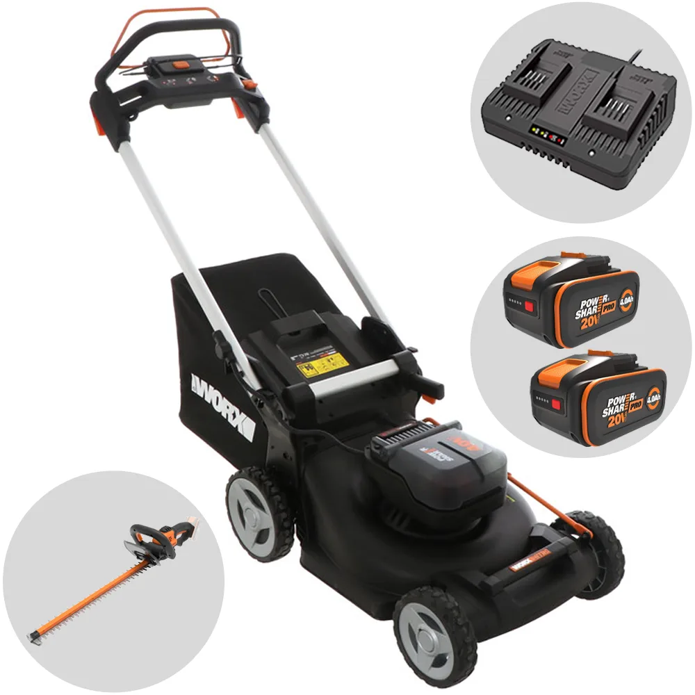 Tondeuse tractée à batterie worx nitro WG749E - 40V / 4Ah - coupe de 46 cm