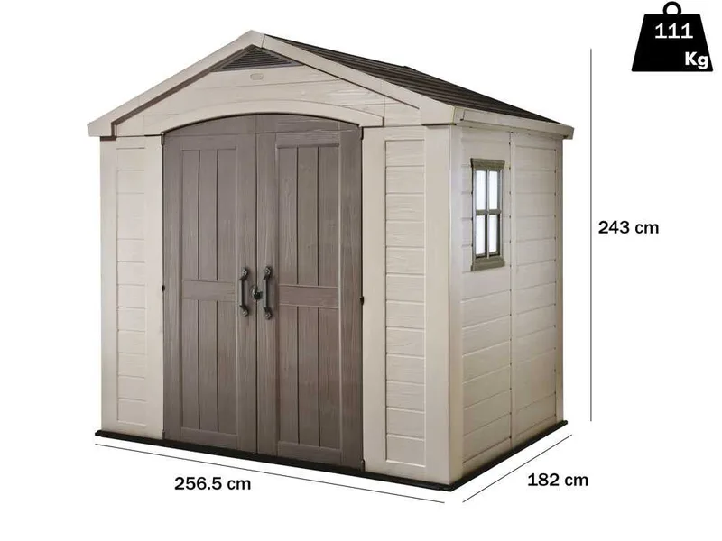 Keter Factor beige - Abri de jardin - Avec fenêtre latérale - 256.5x182x243 cm