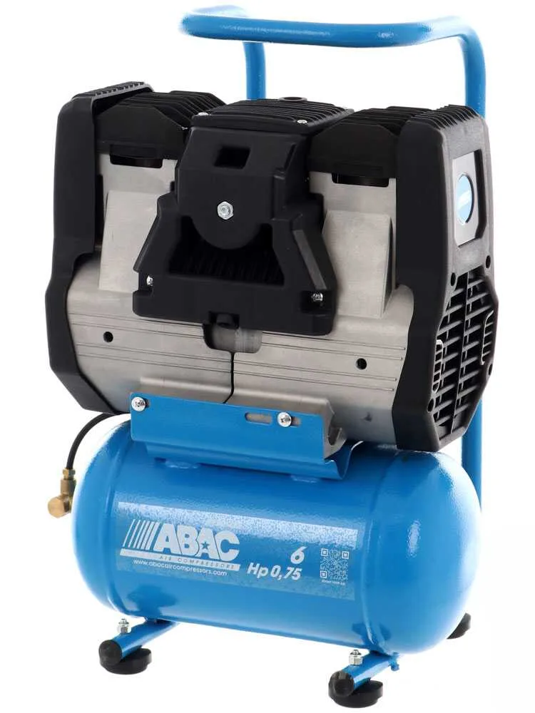 Abac start silent OS7P - Compresseur d'air électrique monophasé silencieux, sans huile - Moteur 0,75 CV - 6 L