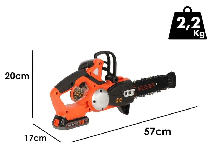 Black & Decker GKC1820L20-QW - Tronçonneuse à batterie 18 V 2 Ah + une batterie 18 V 2 Ah - Guide de 35 cm