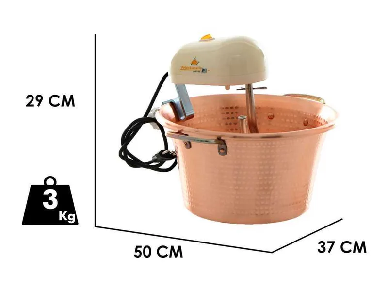 LAR Polentamatic - Chaudron en cuivre électrique pour polenta à base plate 6.5L - 8W max