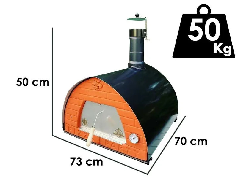 Pizza Party 70x70 - Four à pizza à bois d'extérieur - Chambre de cuisson 60 x 60 cm - Sole en biscotto réfractaire