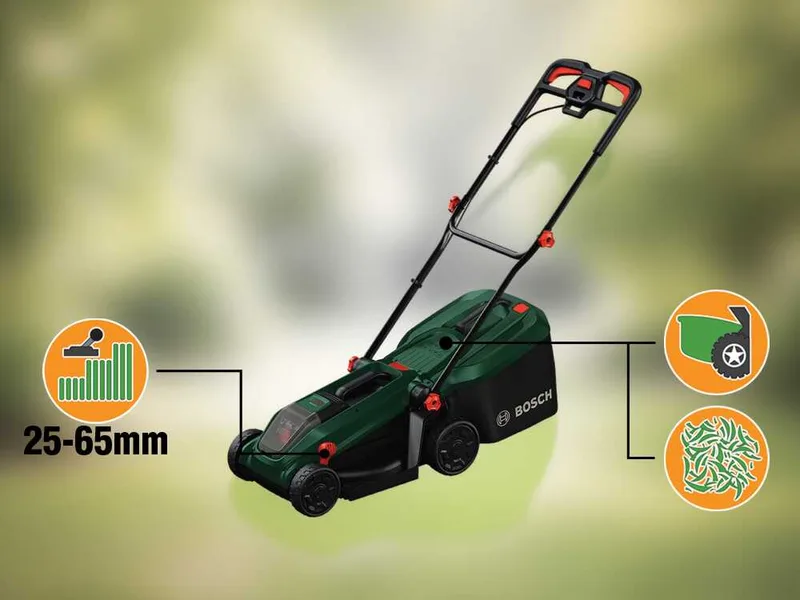 Bosch Rotak18V-32 - Tondeuse à gazon à batterie - 18 V/4 Ah - Largeur de coupe 32 cm