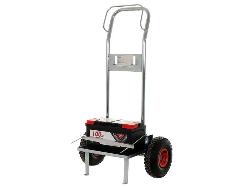 Set completo: carrello porta batteria Geotech + batteria 50 ah + caricabatteria Telwin Touring 18