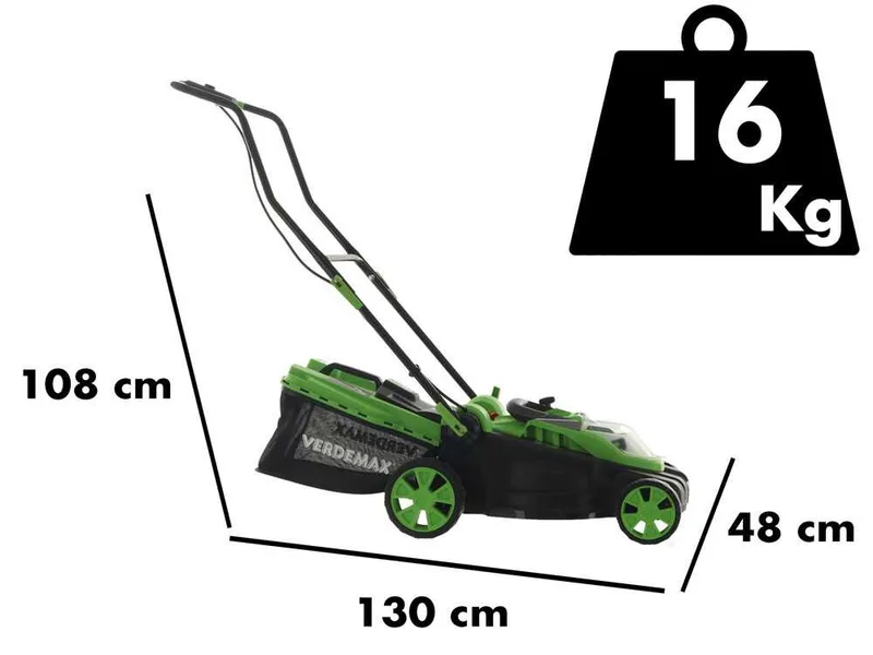 Tondeuse à gazon à batterie Verdemax RS20 - 2 Batteries 20V/2.5Ah - Amplitude de coupe 38 cm