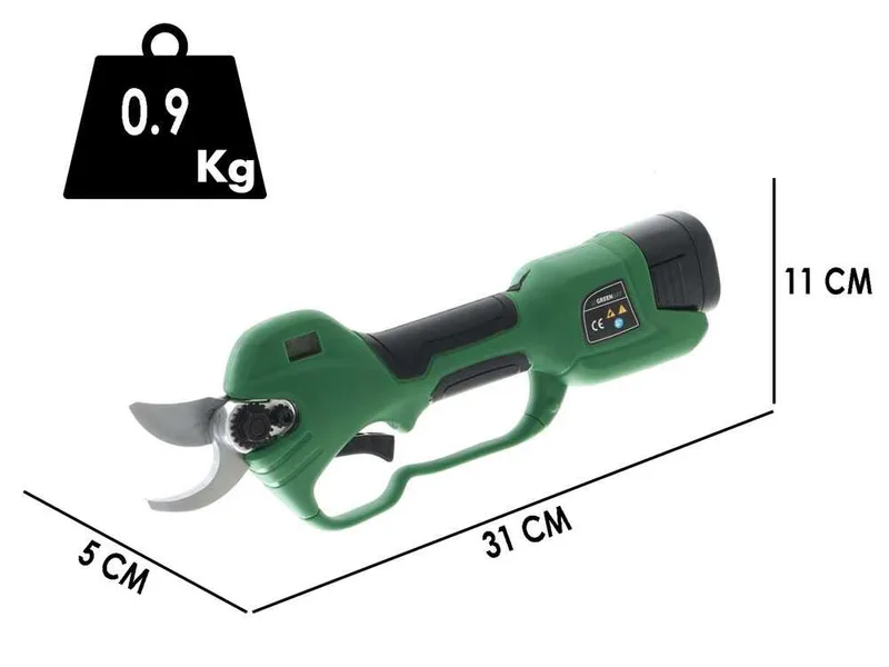 Sécateur de taille à batterie GreenBay TopCut 28 - 2 batteries de 16.8V - 2Ah - Diamètre de coupe 28 mm