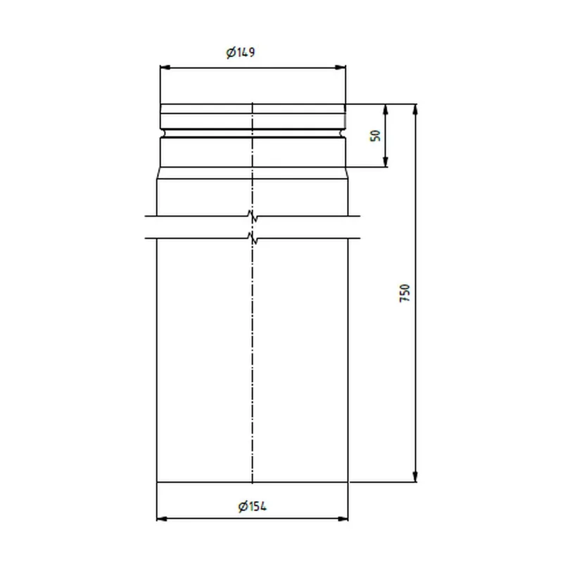 Raik tuyau LS diamètre 150x750x2,00mm rétreint noir