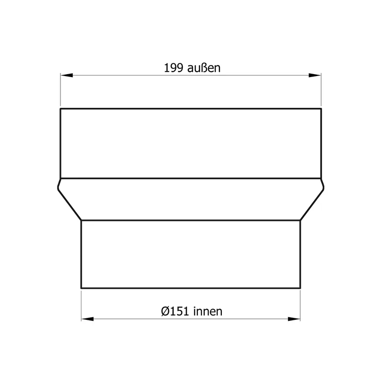 Raik Basic extension 150mm – 200mm gris fonte pour tuyau de fumée / conduit de fumée