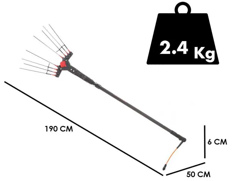 Castellari Vertigo Carbon C 12V - Peigne vibreur électrique à batterie de type automobile avec câble inclus - Perche aluminium télescopique 190/240 cm