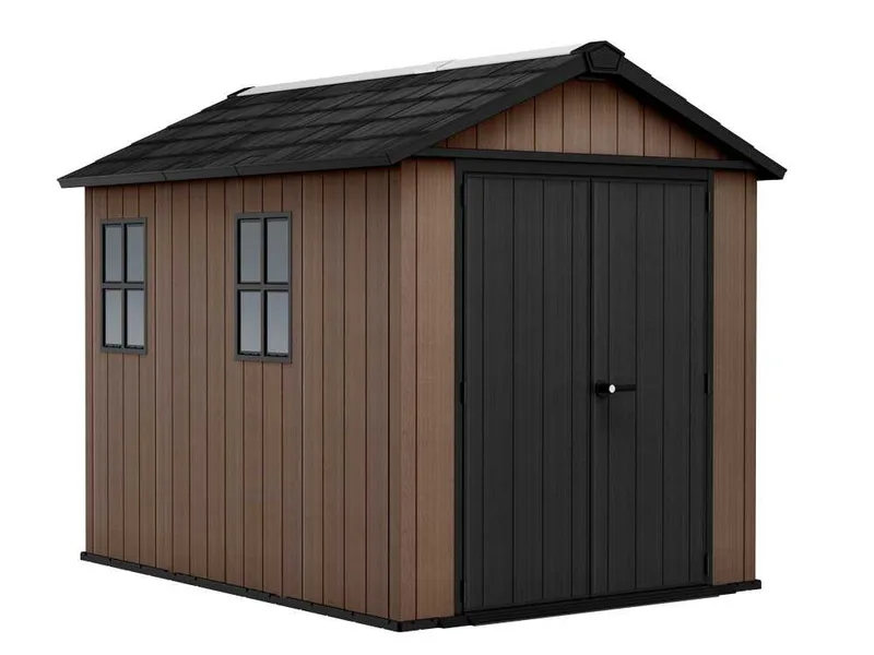 Keter Newton plus 759/975 - Abri de jardin - Avec porte à double battant et fenêtres - 230 x 287 x 246 cm