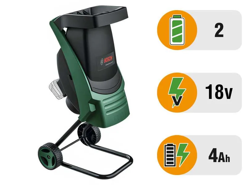 Bosch UniversalShredder - Broyeur de jardin à batterie 36V - avec bac de ramassage - 2x18V/4Ah