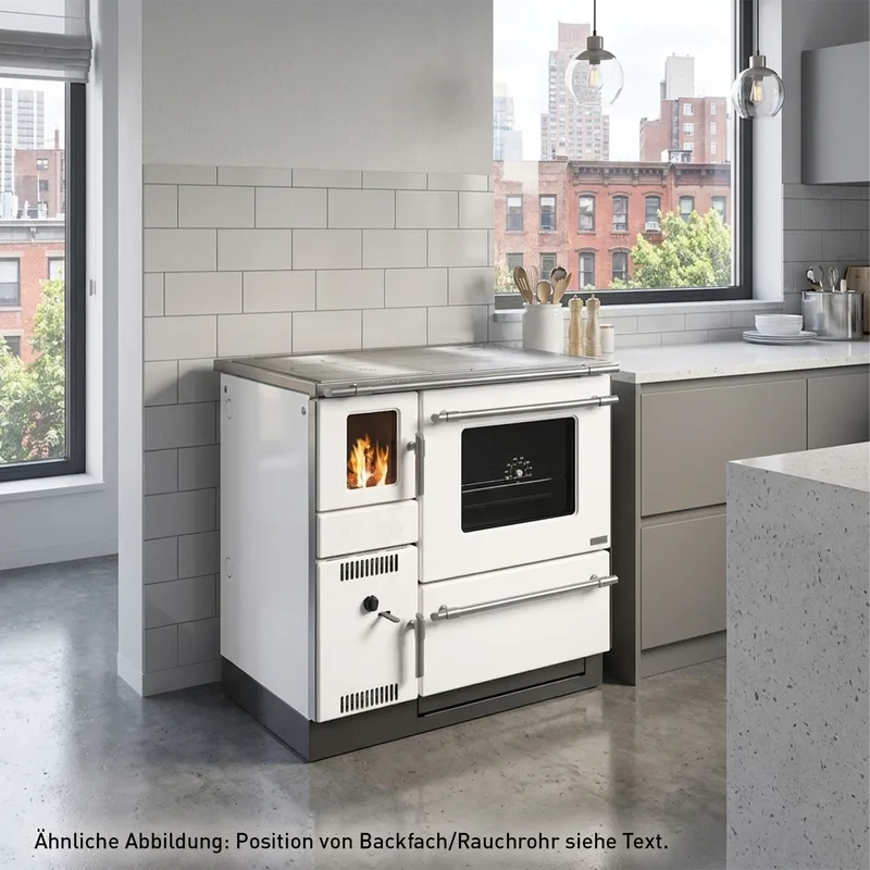 Wamsler K 139 F Cuisinière à bois à gauche blanc avec plaque en acier