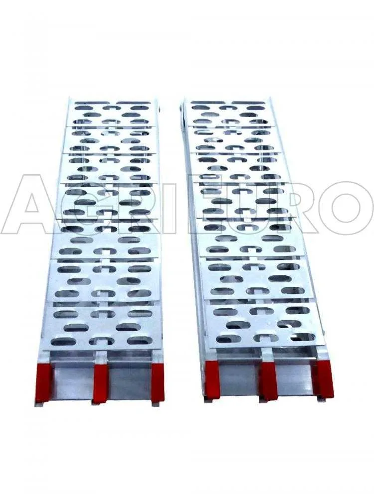 GeoTech ATV-001 - Paire de rampes de chargement pliables en aluminium de 2,26 m - Capacité de charge 650 kg - Avec pieds de renfort - Pour tracteurs tondeuses, quads, etc.