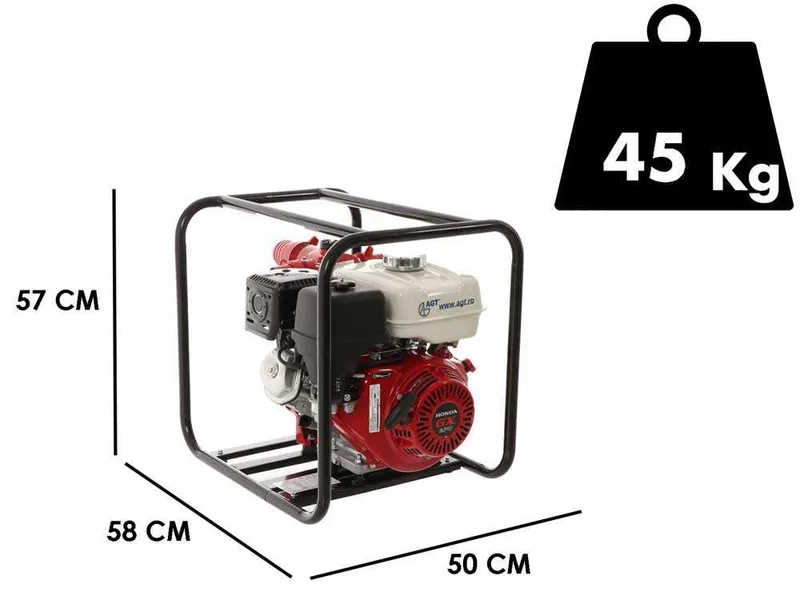 Motopompe thermique à grande hauteur d'élévation AGT GX270 raccords de 65/55/30 mm