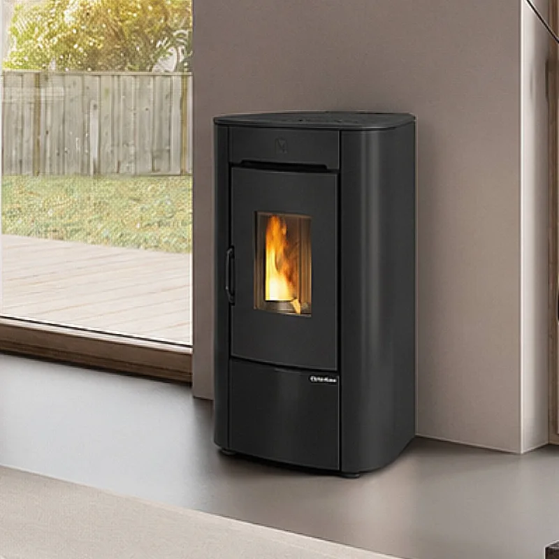 Extraflame Angelica Junior Poêle à pellets noir – façade fonte, Wi-Fi