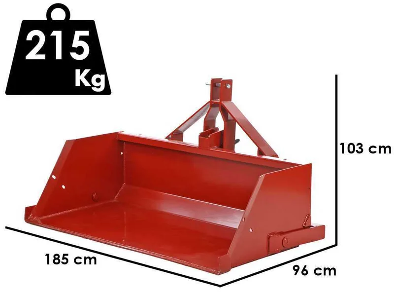 Francini PR 180 - Godet arrière hydraulique pour tracteur - de 180 cm - Capacité de charge 700Kg