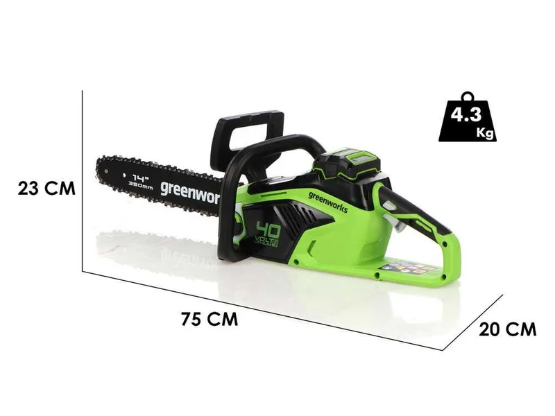 Greenworks GD40CS15K4 - Tronçonneuse à batterie 40 V 4 Ah - Guide de 35 cm