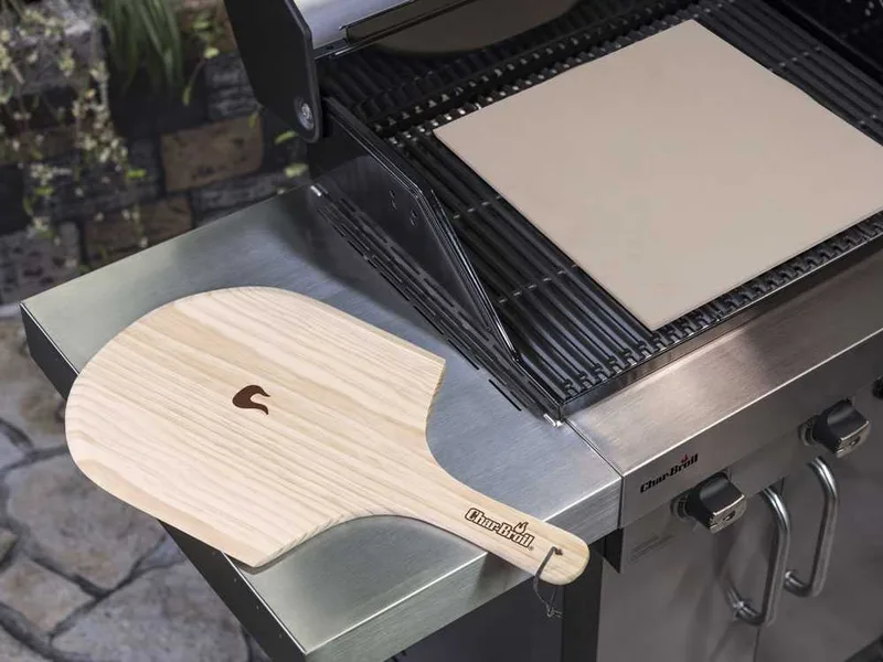 Set pierre rectangulaire et pelle en bois pour pizza