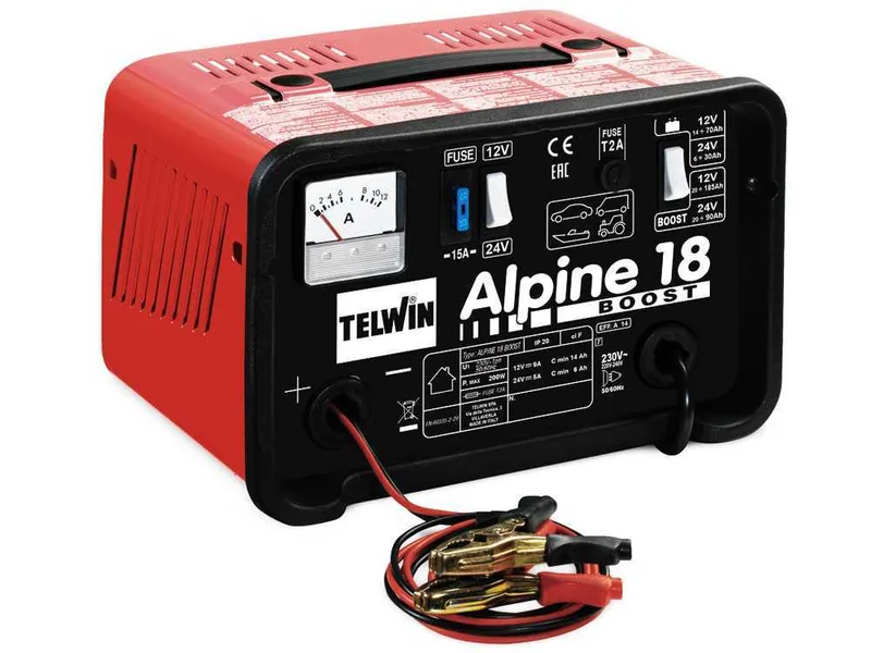 Telwin Alpine 18 Boost - Chargeur de batterie - batteries humides d'une tension de 12/24V - monophasé