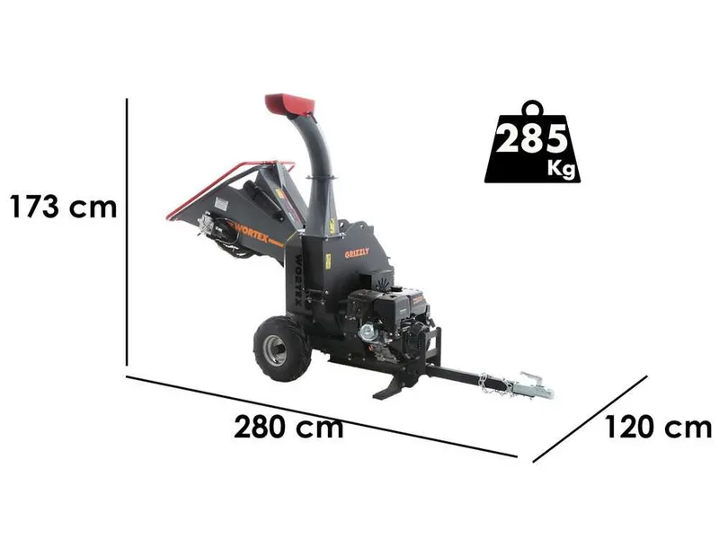 Wortex Grizzly - Broyeur thermique tractable - Loncin 420cm3 avec démarrage électrique