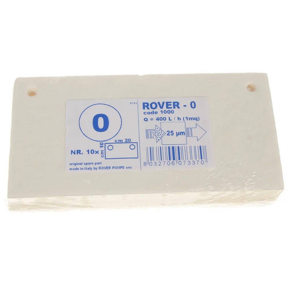 Type 0 - Cartons filtrants Rover pour pompes avec filtre Pulcino - 20x10 cm - 10 pièces