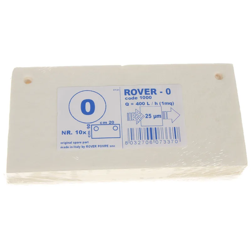 Type 0 - Cartons filtrants Rover pour pompes avec filtre Pulcino - 20x10 cm - 10 pièces