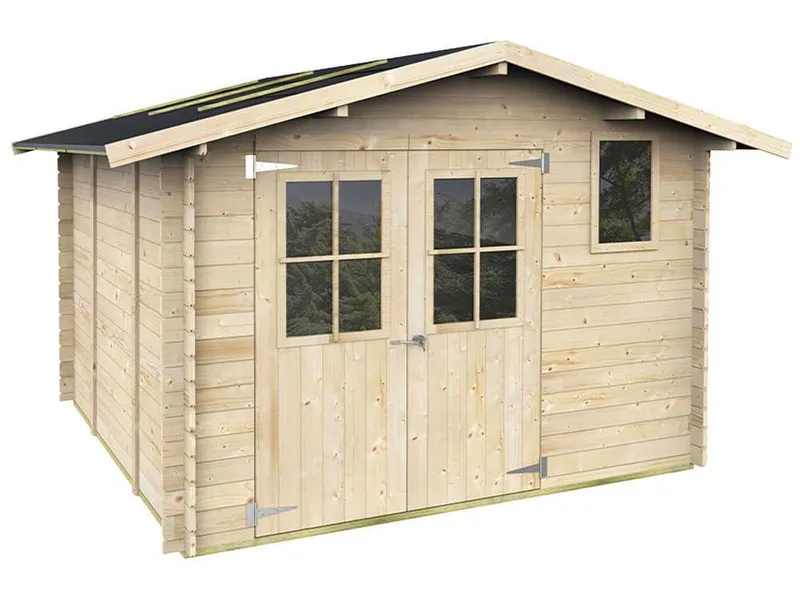 Alce Elena Express 296 x 296 - Abri de jardin en bois - Avec fenêtres et porte à double battant - 296 × 296 × 219 cm