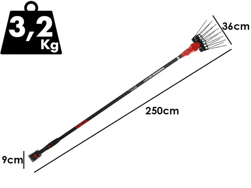 Aima Tandem Cordless - Peigne vibreur électrique à batterie - Perche fixe en aluminium - 250 cm - 3 x 21 V 5,2 Ah