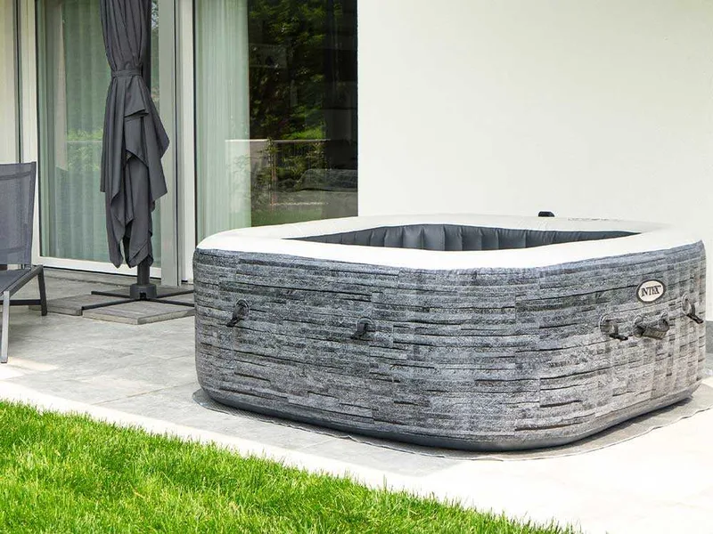 Intex Carrée Greystone Deluxe 28450NP - Ø173x71 cm - Spa gonflable à hydromassage