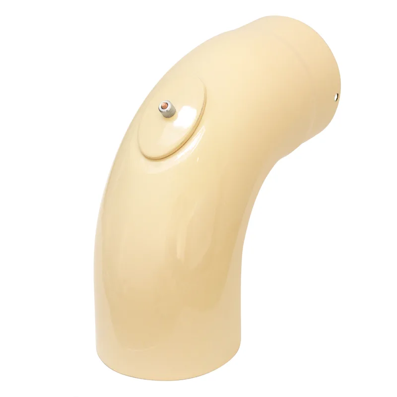 Coude de conduit de fumée / Coude de tuyau de poêle émaillé 130 mm - Coude 90° lisse ivoire avec ouverture de nettoyage