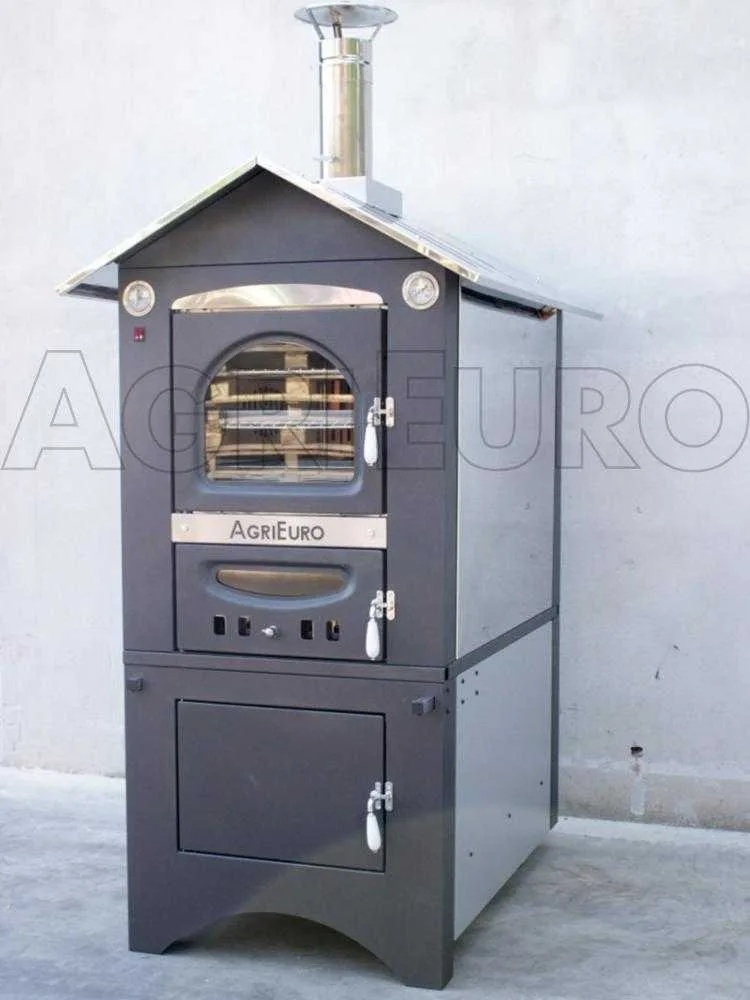 AgriEuro Medius Plus 100 EXT - Four à bois en acier d'extérieur - ventilé, toit inox