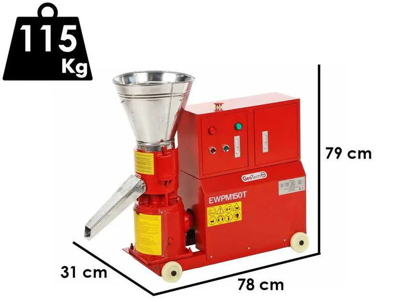 GeoTech Pro EWPM150T - Presse à pellets Triphasée - Fabrication de pellets pour le chauffage