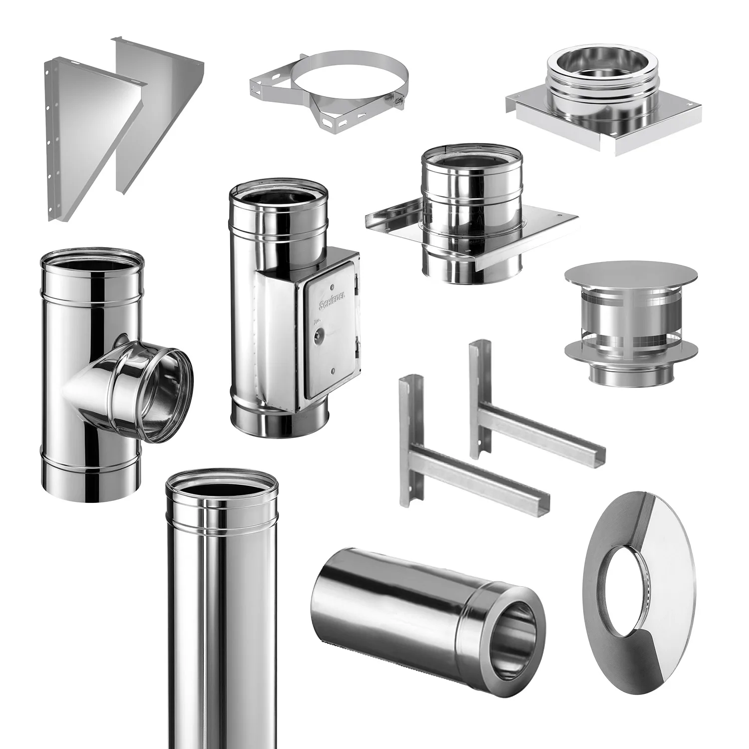 Schiedel ICS conduit de cheminée inox 200 mm kit complet 3,8 m, traversée de toit 16°–25°