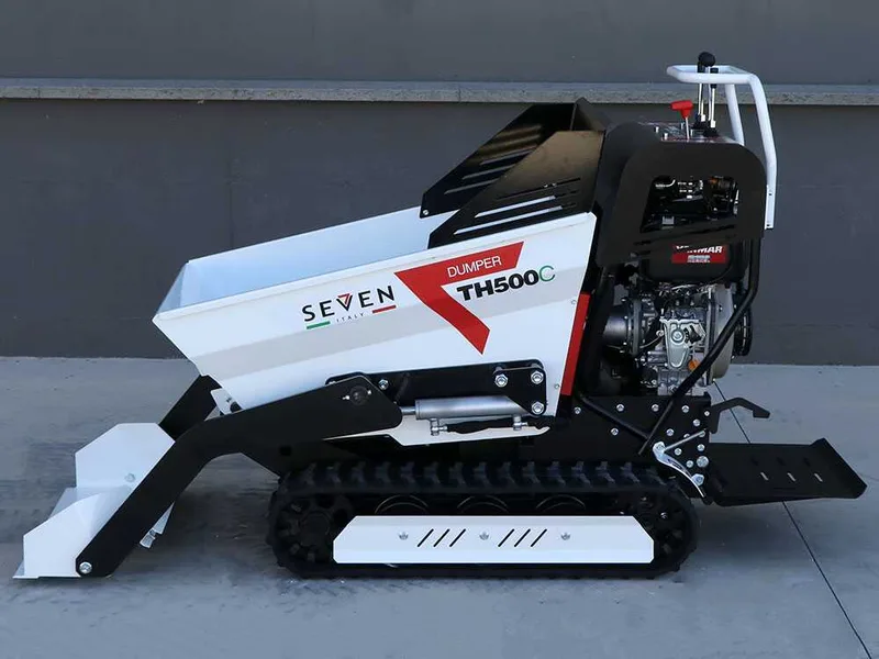 Seven Italy TH500C L70-E - Brouette à chenilles avec benne dumper 500Kg et godet de chargement - Transmission hydrostatique